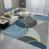 Simple Geometric Pattern Polyester Gray Area Rug Image - 16