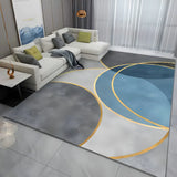 Simple Geometric Pattern Polyester Gray Area Rug Image - 4