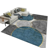 Simple Geometric Pattern Polyester Gray Area Rug Image - 9