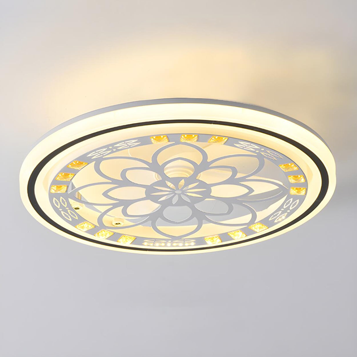 Simple Geometric Square Bladeless Ceiling Fan Light Image - 12