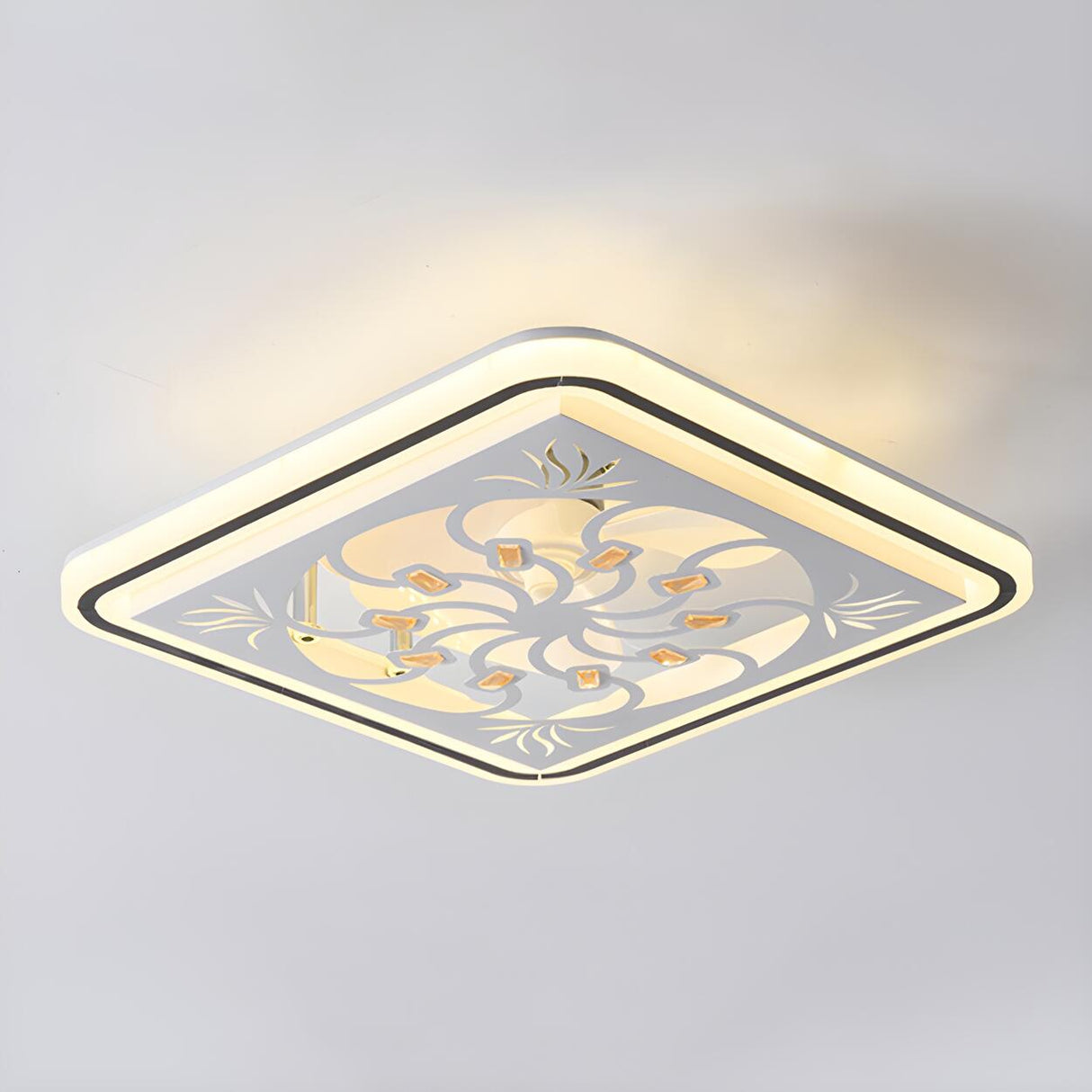 Simple Geometric Square Bladeless Ceiling Fan Light Image - 15