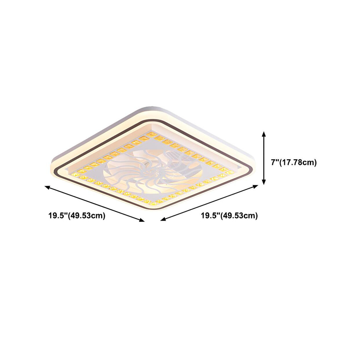 Simple Geometric Square Bladeless Ceiling Fan Light Image - 26