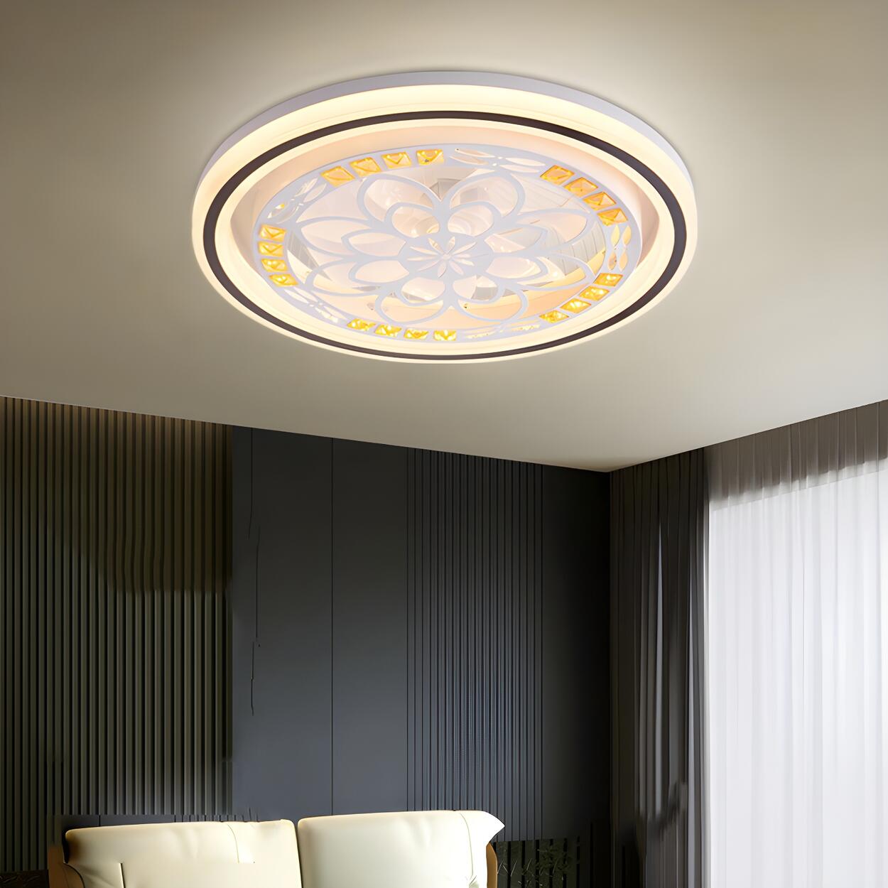 Simple Geometric Square Bladeless Ceiling Fan Light Image - 4