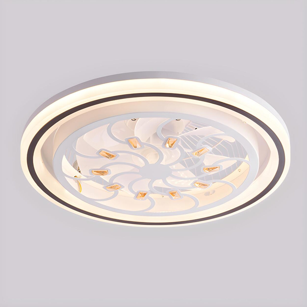 Simple Geometric Square Bladeless Ceiling Fan Light Image - 6