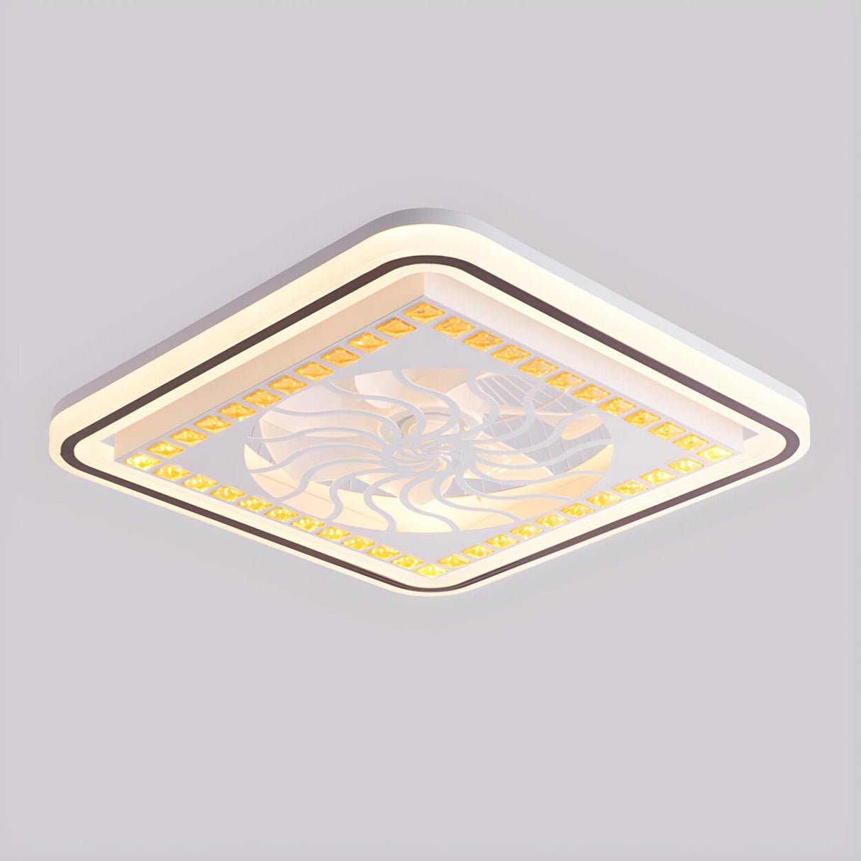 Simple Geometric Square Bladeless Ceiling Fan Light Image - 7