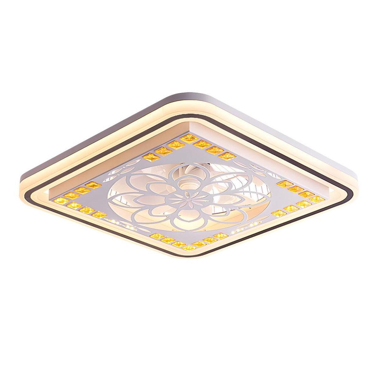 Simple Geometric Square Bladeless Ceiling Fan Light Image - 9