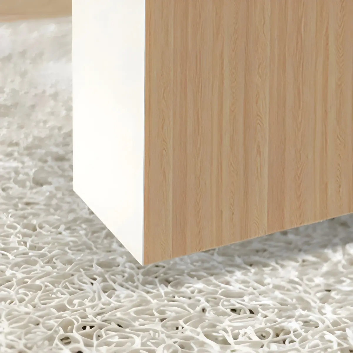 Simple Geometric Vinyl Beige Medium Non-Slip Area Rug Image - 7