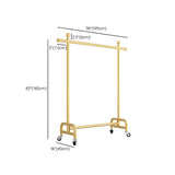 Simple Gold Metal Rolling Coat Rack with Hooks and Casters Image - 19