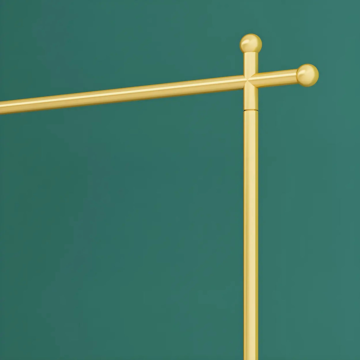 Simple Gold Metal Rolling Coat Rack with Hooks and Casters Image - 4