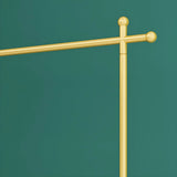 Simple Gold Metal Rolling Coat Rack with Hooks and Casters Image - 4