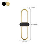 Simple Gold Oval LED Vanity Wall Light Fixtures #size