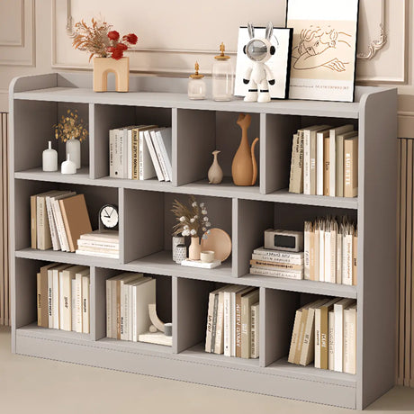 Simple Gray Rectangular Closed Storage Wide Bookcase Image - 1