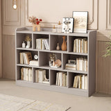 Simple Gray Rectangular Closed Storage Wide Bookcase Image - 10