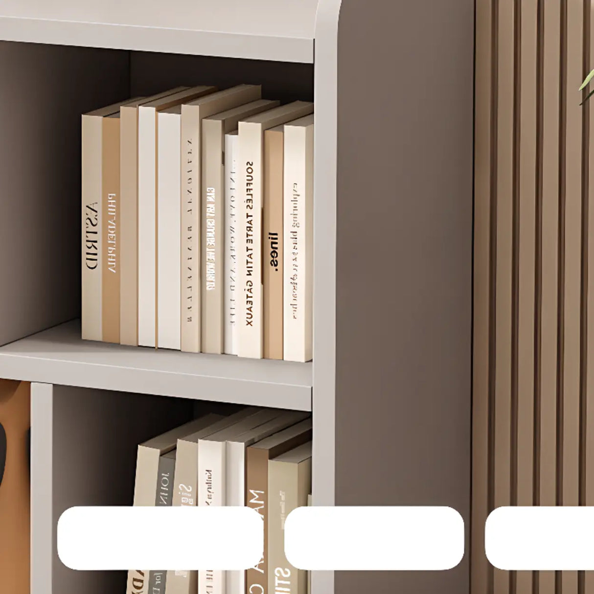 Simple Gray Rectangular Closed Storage Wide Bookcase Image - 14