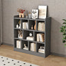 Simple Gray Rectangular Closed Storage Wide Bookcase Image - 17