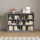 Simple Gray Rectangular Closed Storage Wide Bookcase Image - 18