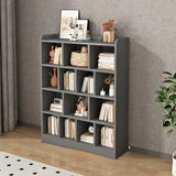 Simple Gray Rectangular Closed Storage Wide Bookcase Image - 19