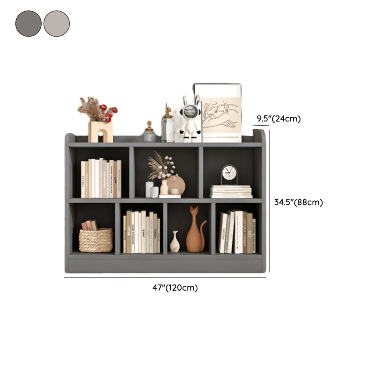 Simple Gray Rectangular Closed Storage Wide Bookcase Image - 21