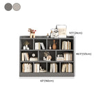 Simple Gray Rectangular Closed Storage Wide Bookcase Image - 28