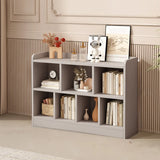 Simple Gray Rectangular Closed Storage Wide Bookcase Image - 3