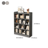 Simple Gray Rectangular Closed Storage Wide Bookcase Image - 30