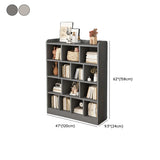 Simple Gray Rectangular Closed Storage Wide Bookcase Image - 31