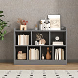 Simple Gray Rectangular Closed Storage Wide Bookcase Image - 5
