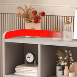 Simple Gray Rectangular Closed Storage Wide Bookcase Image - 7