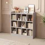 Simple Gray Rectangular Closed Storage Wide Bookcase Image - 8