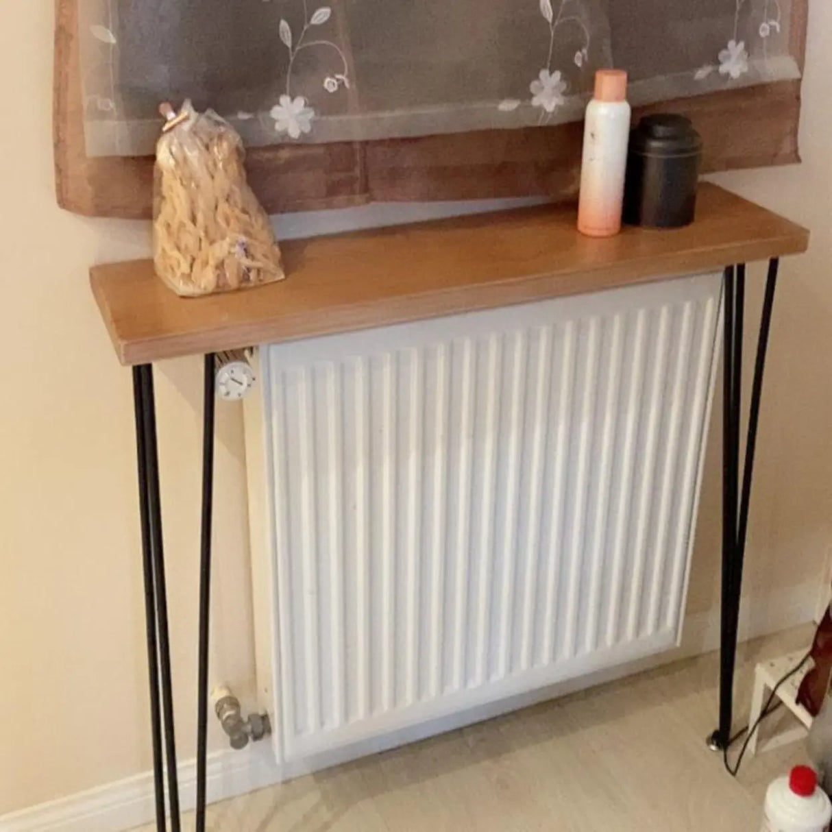Simple Hairpin Leg Rectangular Brown Entry Console Table Image - 3