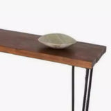 Simple Hairpin Leg Rectangular Brown Entry Console Table Image - 4