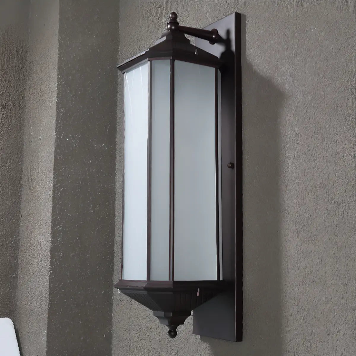 Simple Hexagon Metal Frosted Glass Wall Lamp Black Image - 10