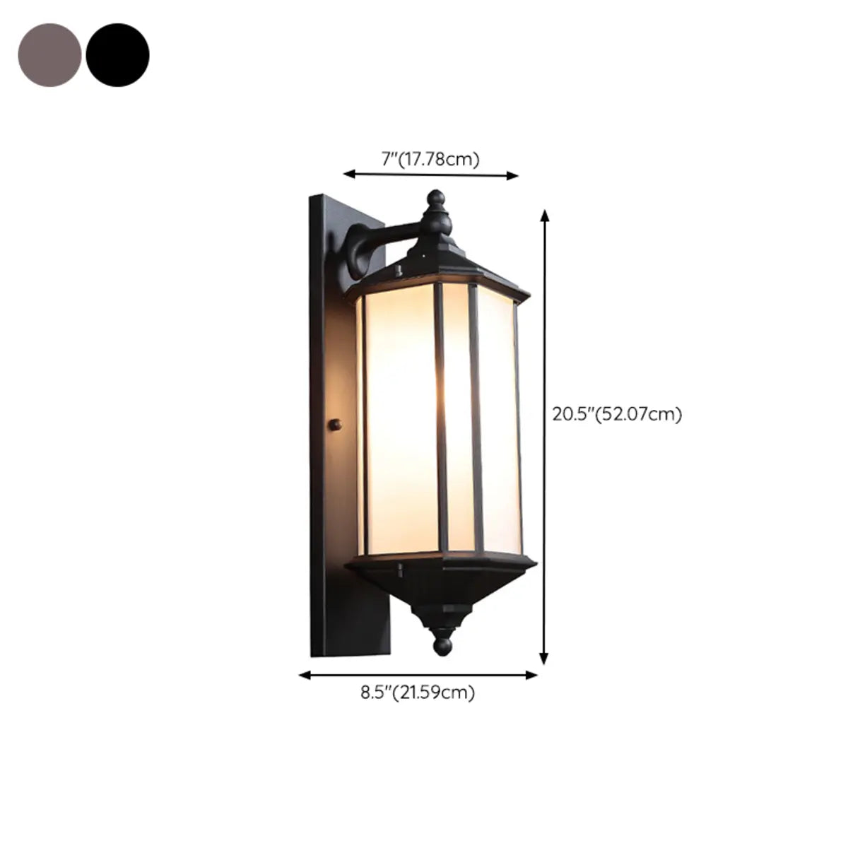 Simple Hexagon Metal Frosted Glass Wall Lamp Black 