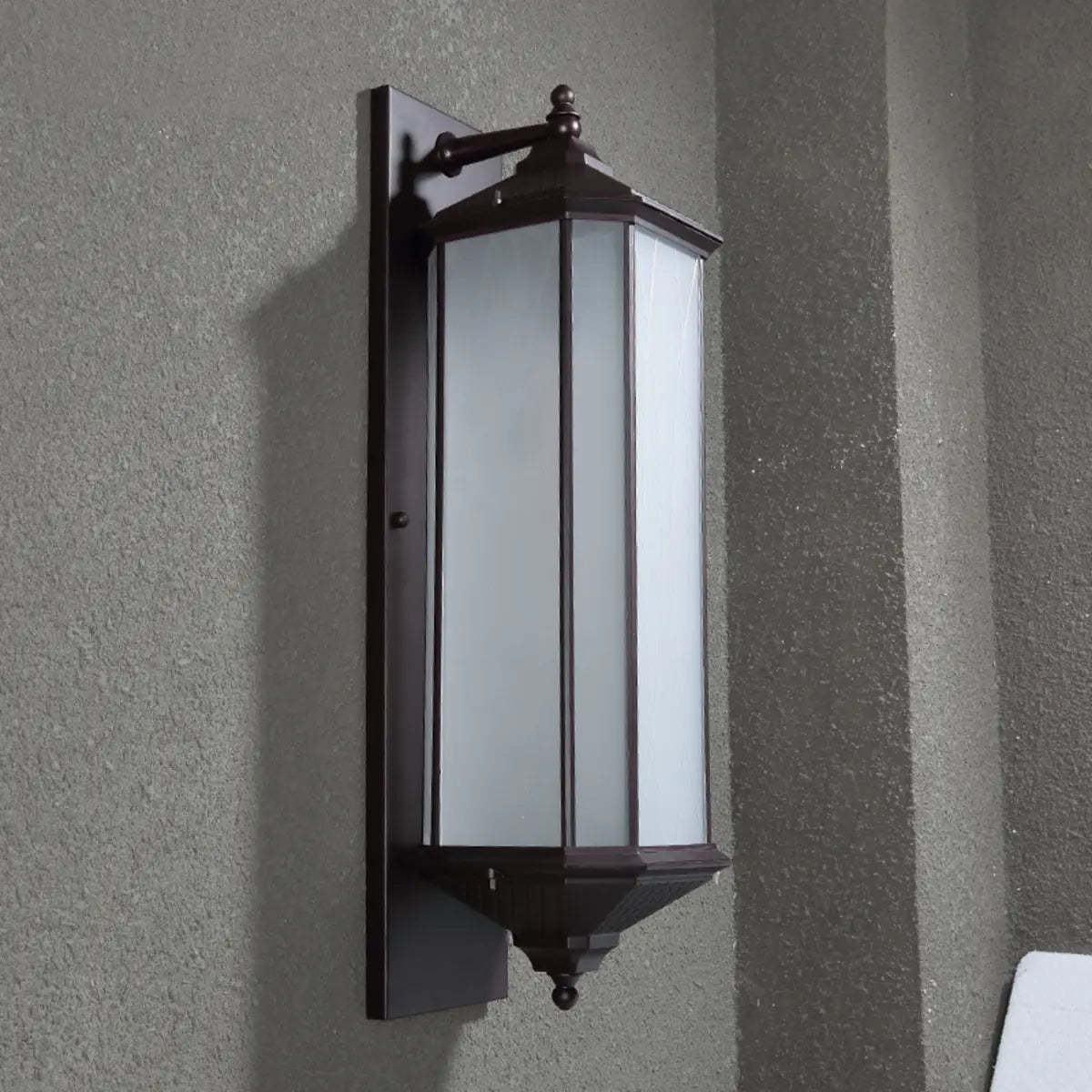 Simple Hexagon Metal Frosted Glass Wall Lamp Black Image - 3