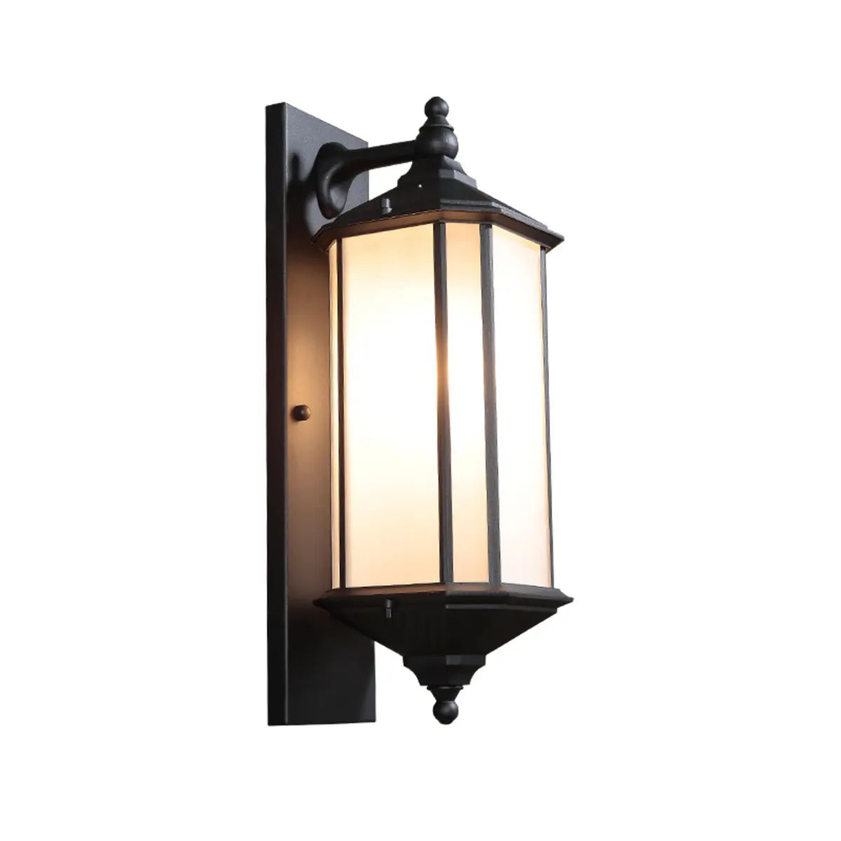 Simple Hexagon Metal Frosted Glass Wall Lamp Black Image - 5