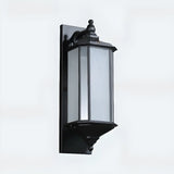 Simple Hexagon Metal Frosted Glass Wall Lamp Black Image - 8