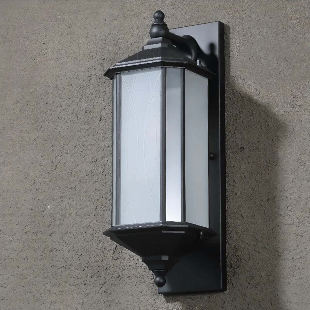 Simple Hexagon Metal Frosted Glass Wall Lamp Black Image - 9