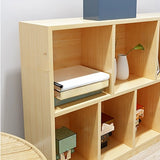 Simple Horizontal Cube Wooden Storage Wide Bookcase Image - 10