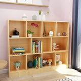 Simple Horizontal Cube Wooden Storage Wide Bookcase Image - 11