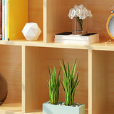 Simple Horizontal Cube Wooden Storage Wide Bookcase Image - 12