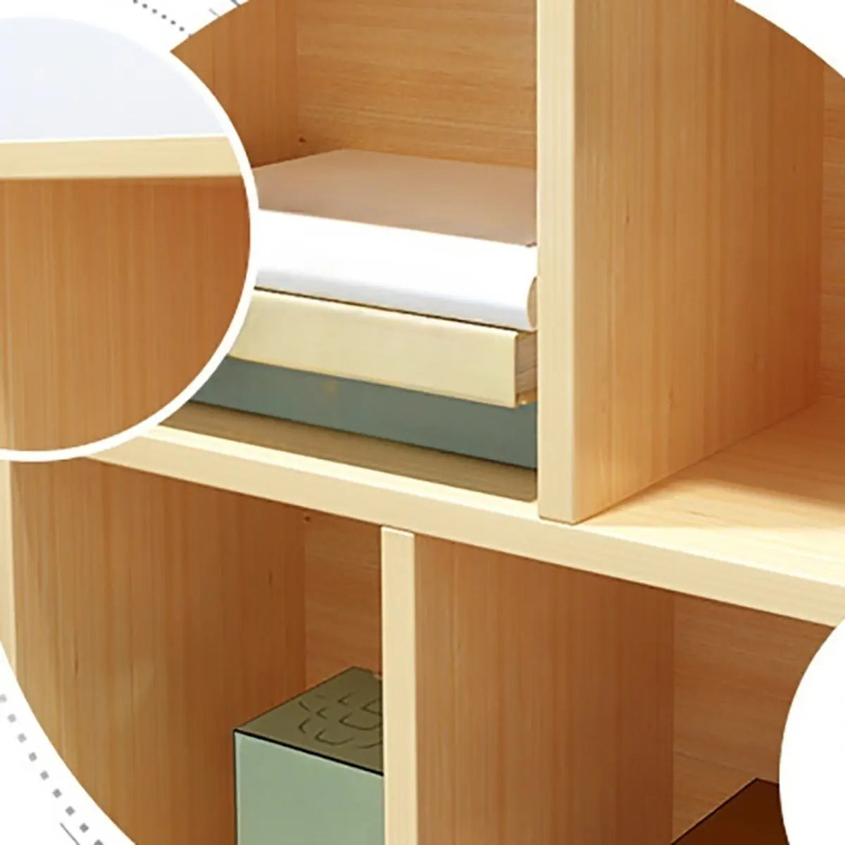 Simple Horizontal Cube Wooden Storage Wide Bookcase Image - 16