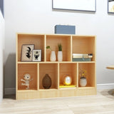 Simple Horizontal Cube Wooden Storage Wide Bookcase Image - 2