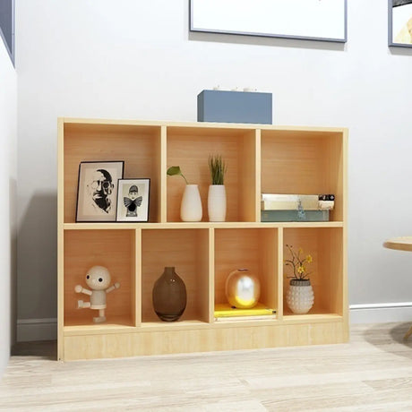 Simple Horizontal Cube Wooden Storage Wide Bookcase Image - 2