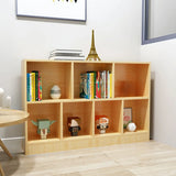 Simple Horizontal Cube Wooden Storage Wide Bookcase Image - 3