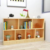 Simple Horizontal Cube Wooden Storage Wide Bookcase Image - 5