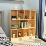 Simple Horizontal Cube Wooden Storage Wide Bookcase Image - 9