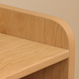 Simple Horizontal Natural Pine Low Storage Bookcase Image - 11