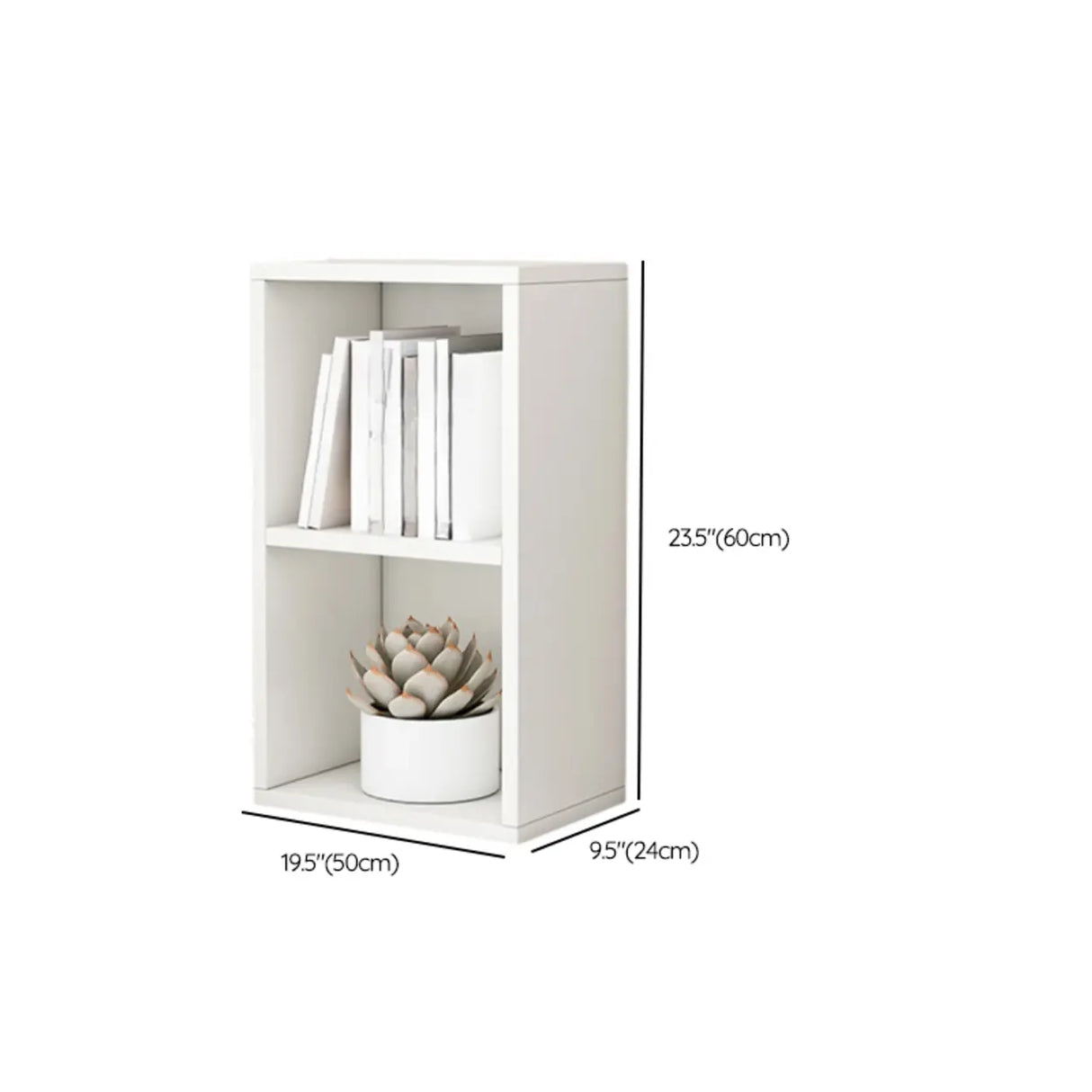Simple Ivory Rectangular Wood Vertical Storage Bookcase Image - 20
