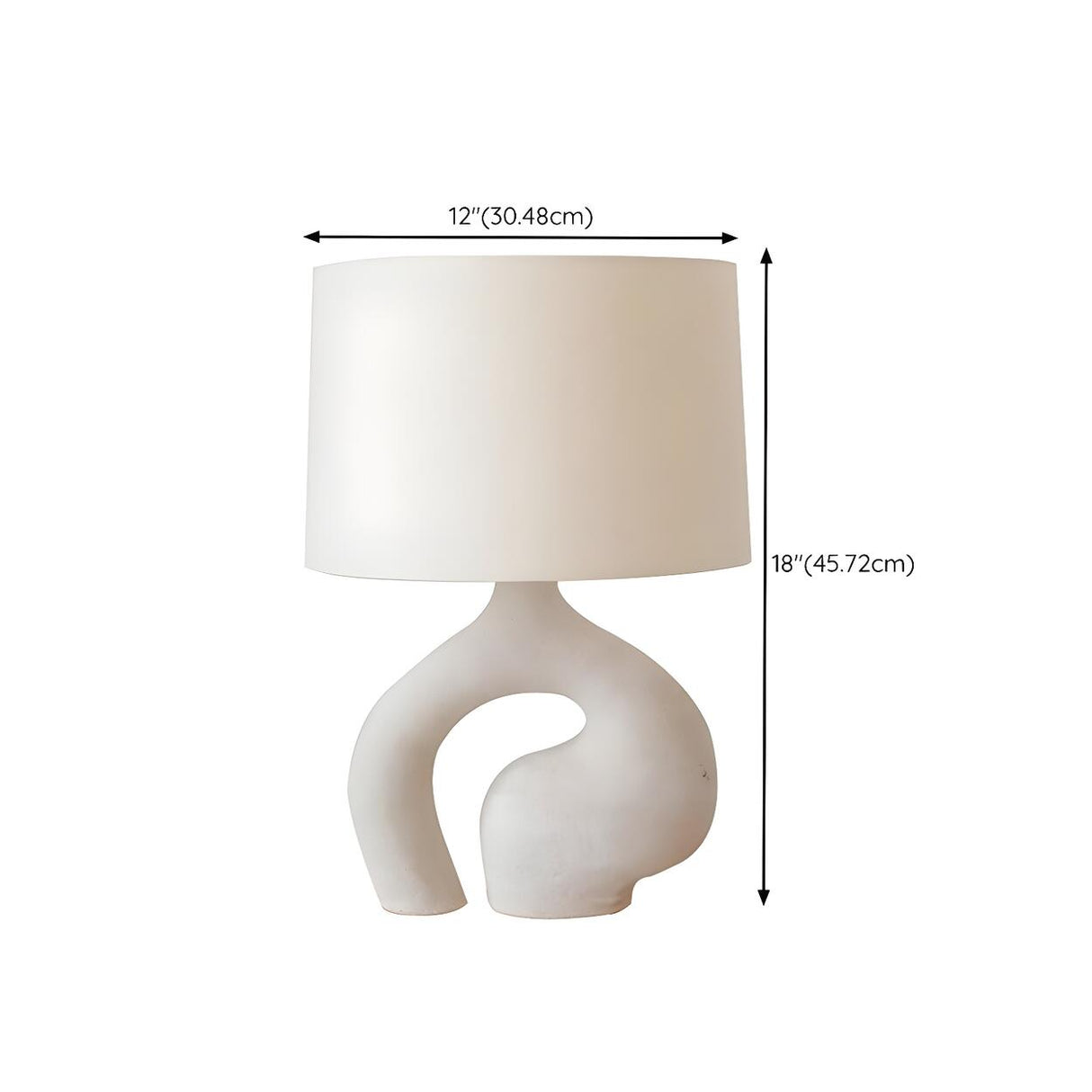 Simple Ivory White Resin Base Fabric Shade Table Lamp 