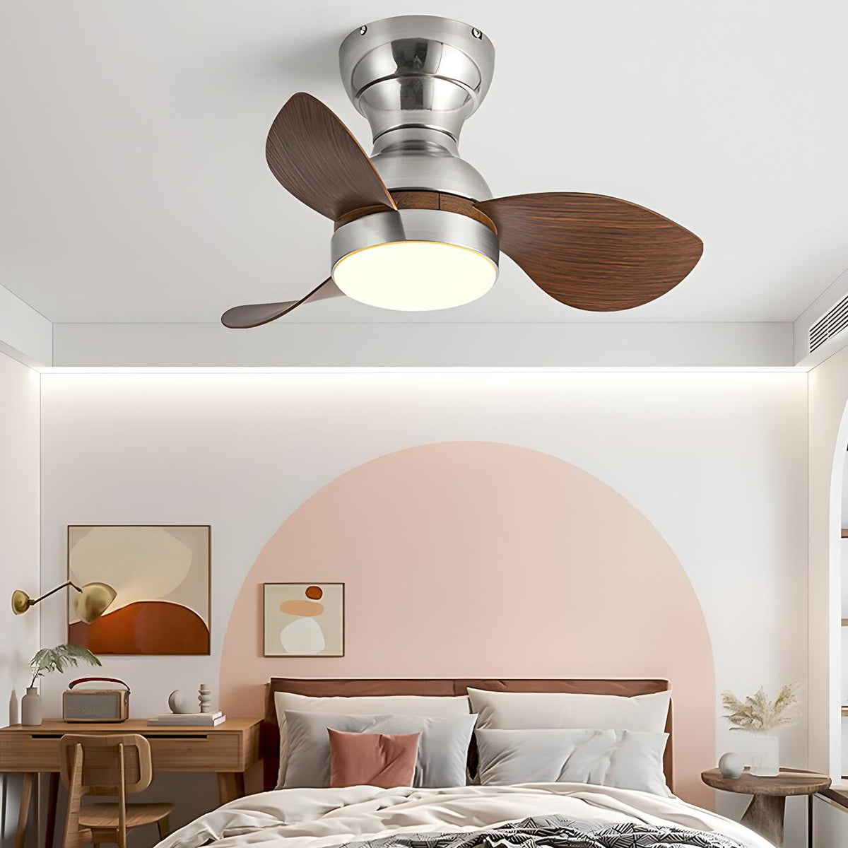 Simple Kids Room 3 Blade Small Ceiling Fan With Light – Homebaa